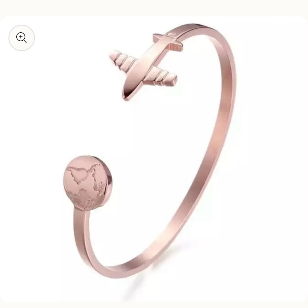 Rose Gold Gold Airplane Cuff Bracelet Great gift for travelers stocking stuffer